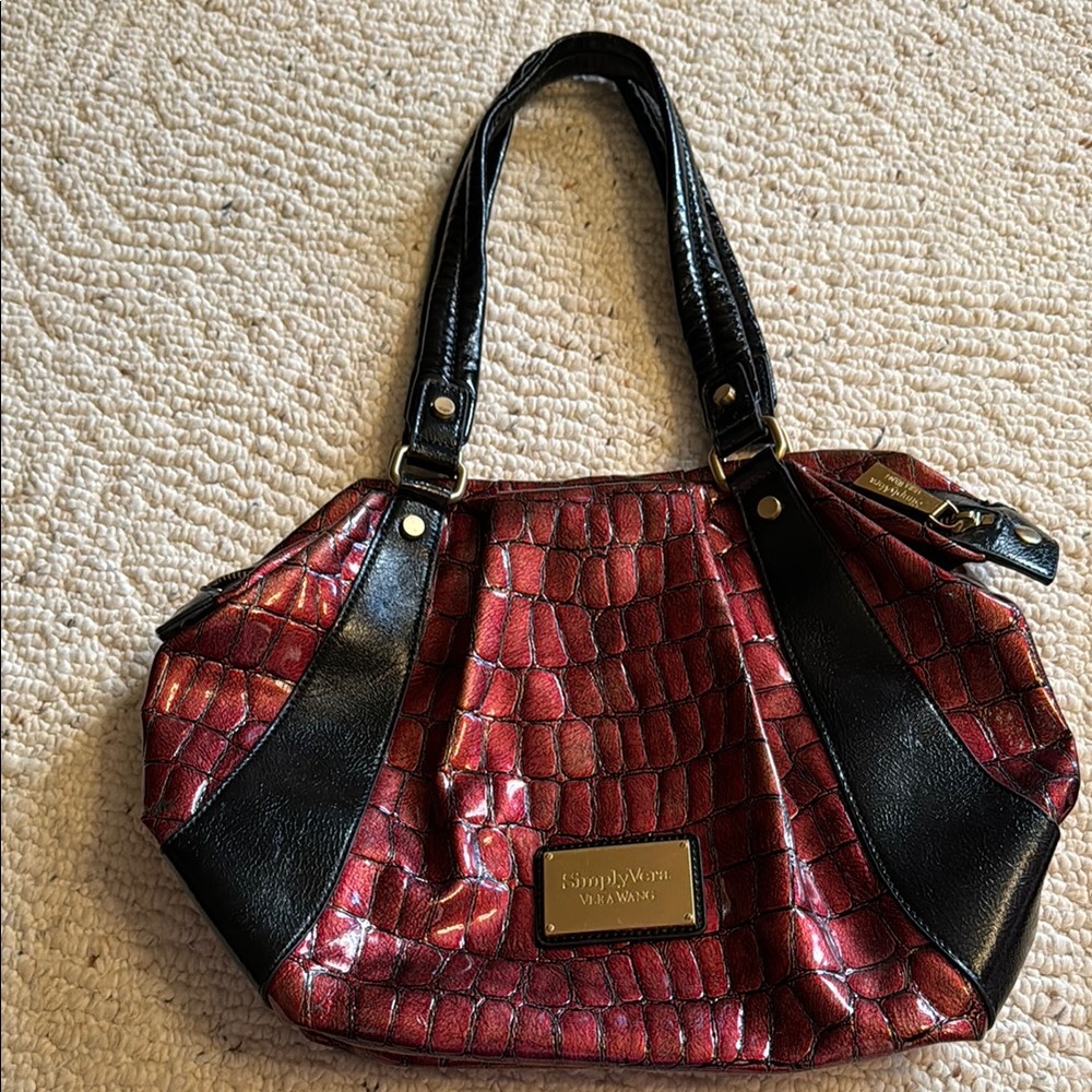 Simply Vera Wang crocodile Red and Black Women's Bag